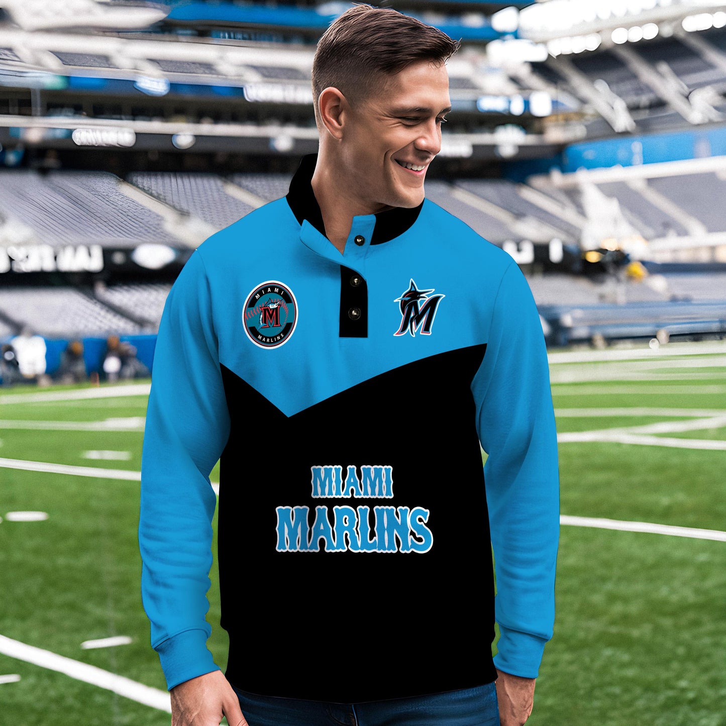 Miami Marlins New Collection Casual Stand Collar Sweatshirt MLB AZMNSCSW000395