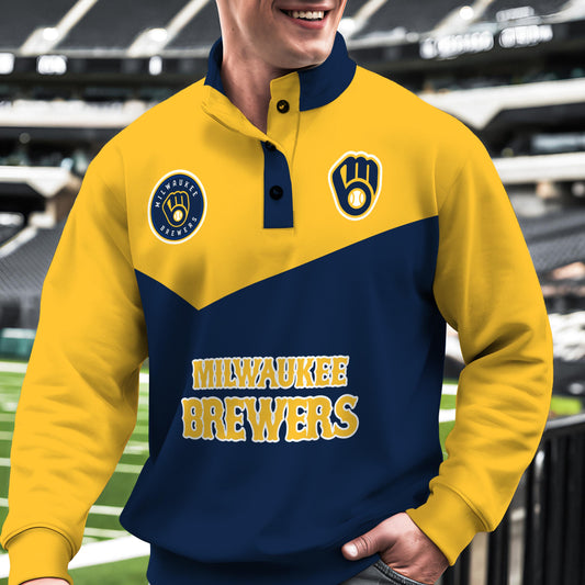 Milwaukee Brewers New Collection Casual Stand Collar Sweatshirt MLB AZMNSCSW000396