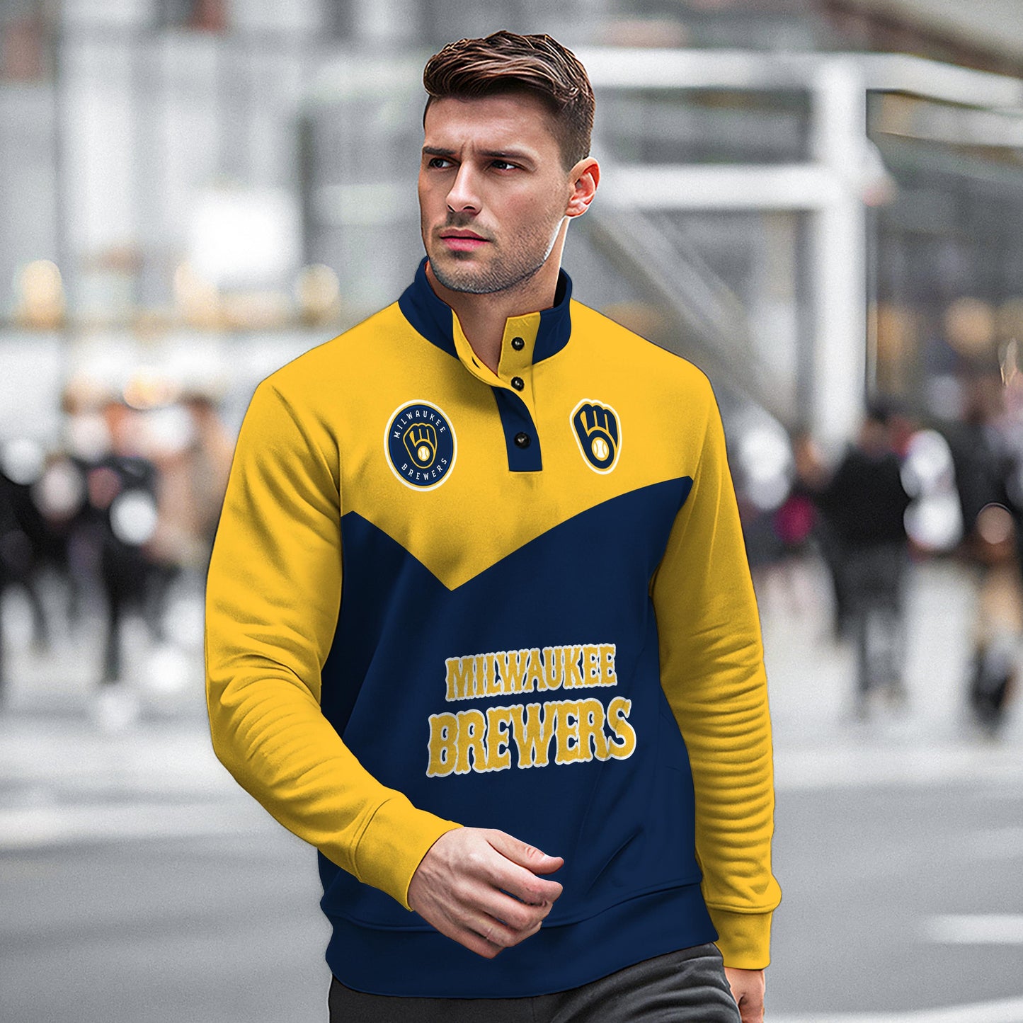 Milwaukee Brewers New Collection Casual Stand Collar Sweatshirt MLB AZMNSCSW000396