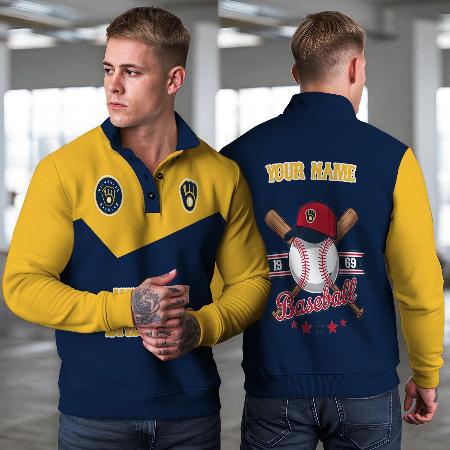 Milwaukee Brewers New Collection Casual Stand Collar Sweatshirt MLB AZMNSCSW000396