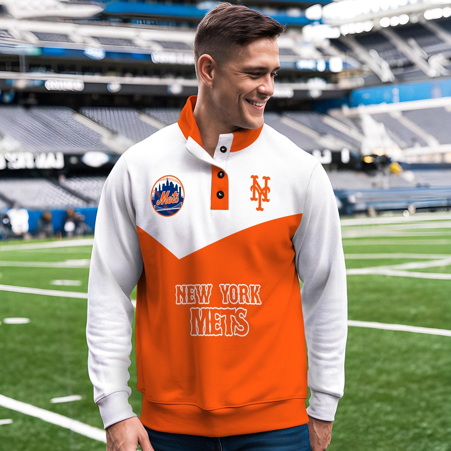 New York Mets New Collection Casual Stand Collar Sweatshirt MLB AZMNSCSW000398