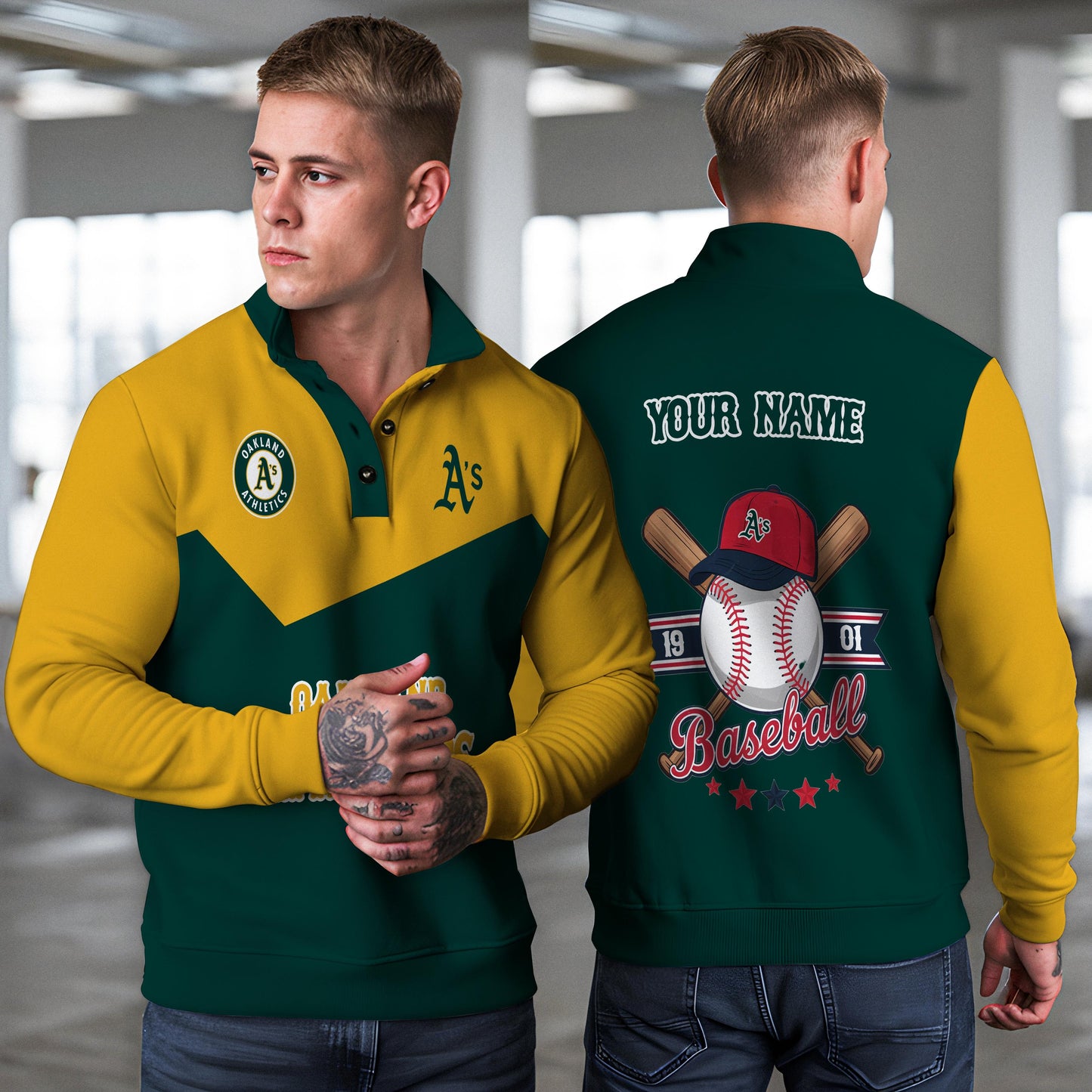 Oakland Athletics New Collection Casual Stand Collar Sweatshirt MLB AZMNSCSW000400