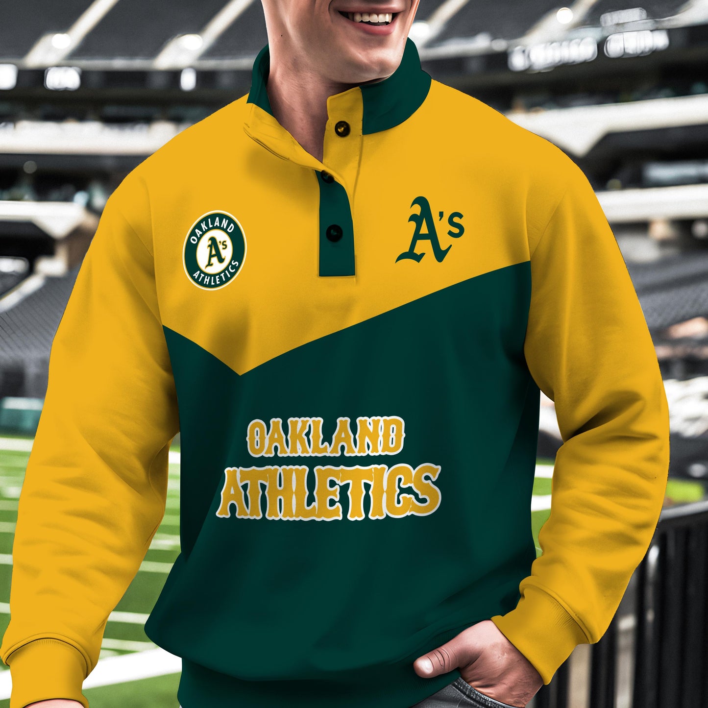 Oakland Athletics New Collection Casual Stand Collar Sweatshirt MLB AZMNSCSW000400