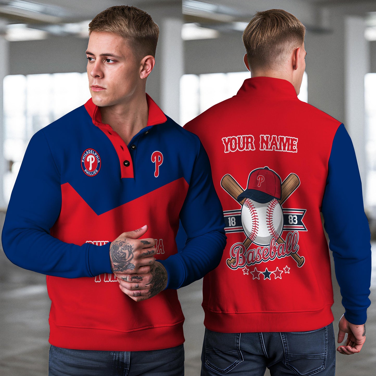 Philadelphia Phillies New Collection Casual Stand Collar Sweatshirt MLB AZMNSCSW000401