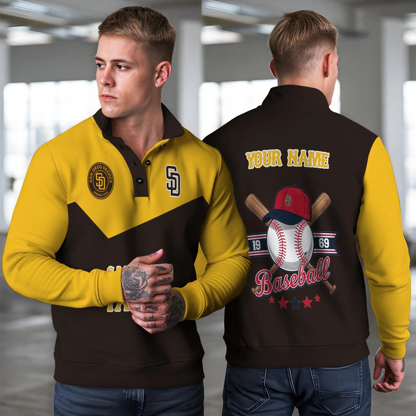 San Diego Padres New Collection Casual Stand Collar Sweatshirt MLB AZMNSCSW000403