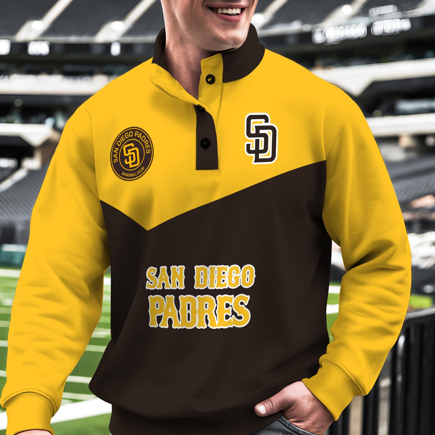 San Diego Padres New Collection Casual Stand Collar Sweatshirt MLB AZMNSCSW000403