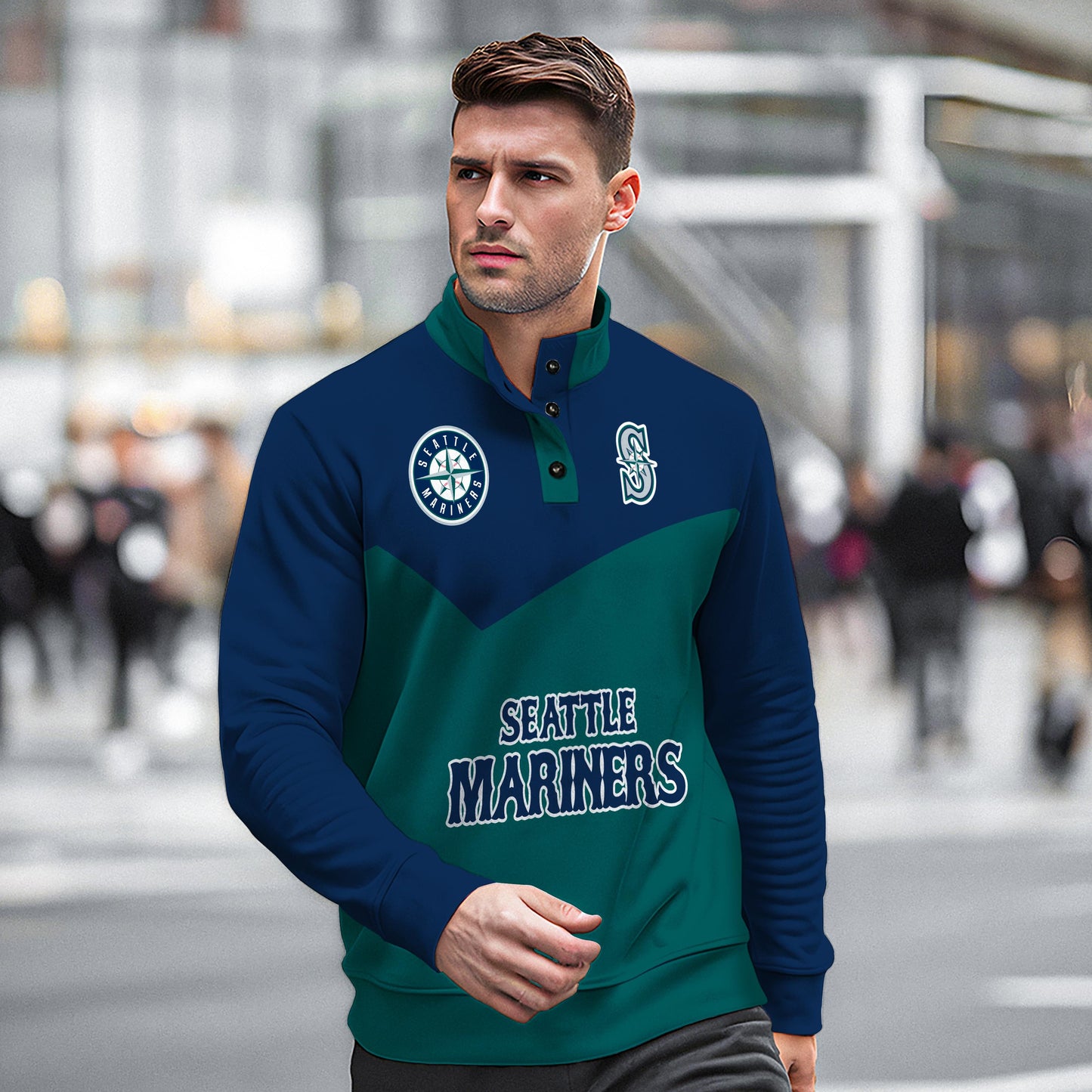 Seattle Mariners New Collection Casual Stand Collar Sweatshirt MLB AZMNSCSW000405