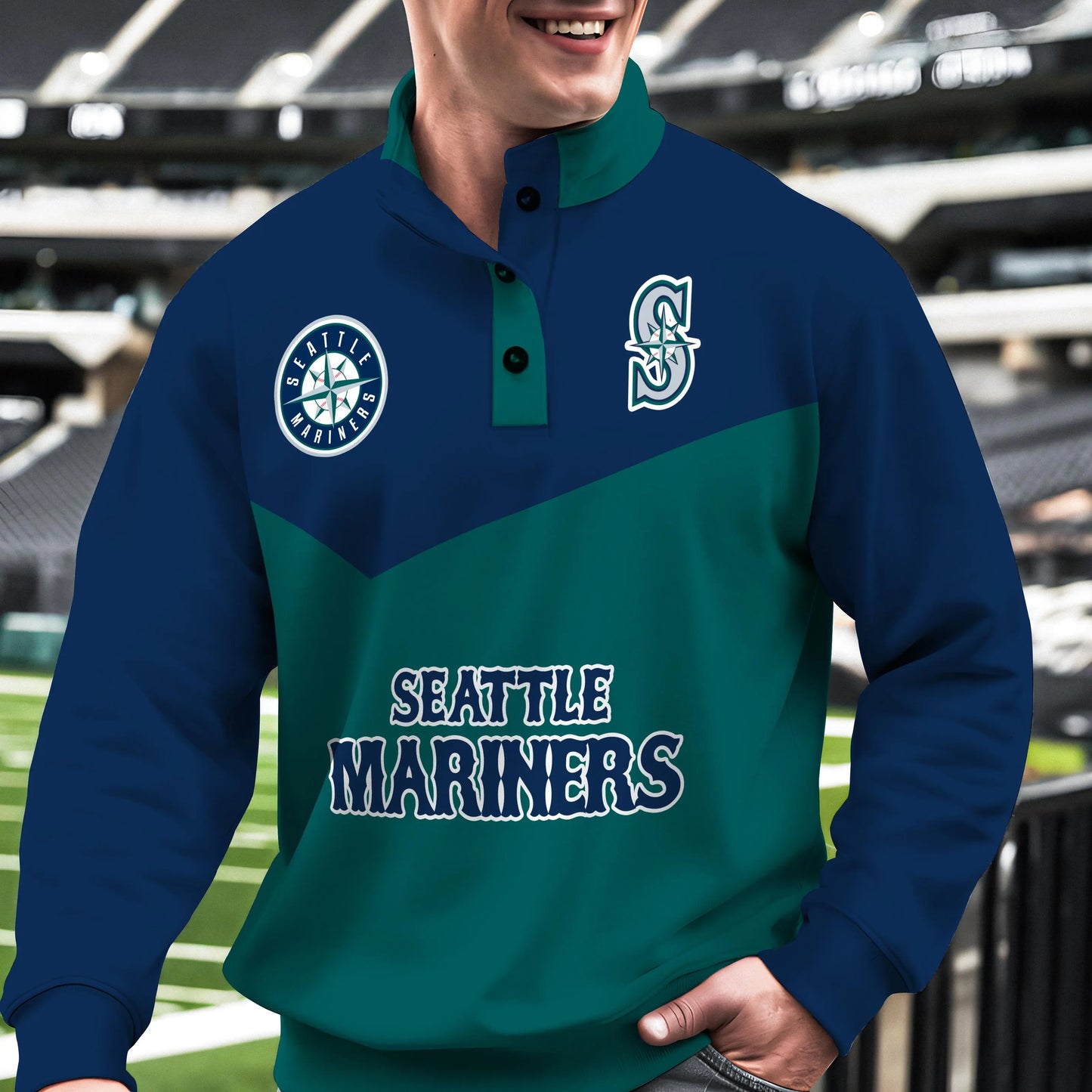 Seattle Mariners New Collection Casual Stand Collar Sweatshirt MLB AZMNSCSW000405