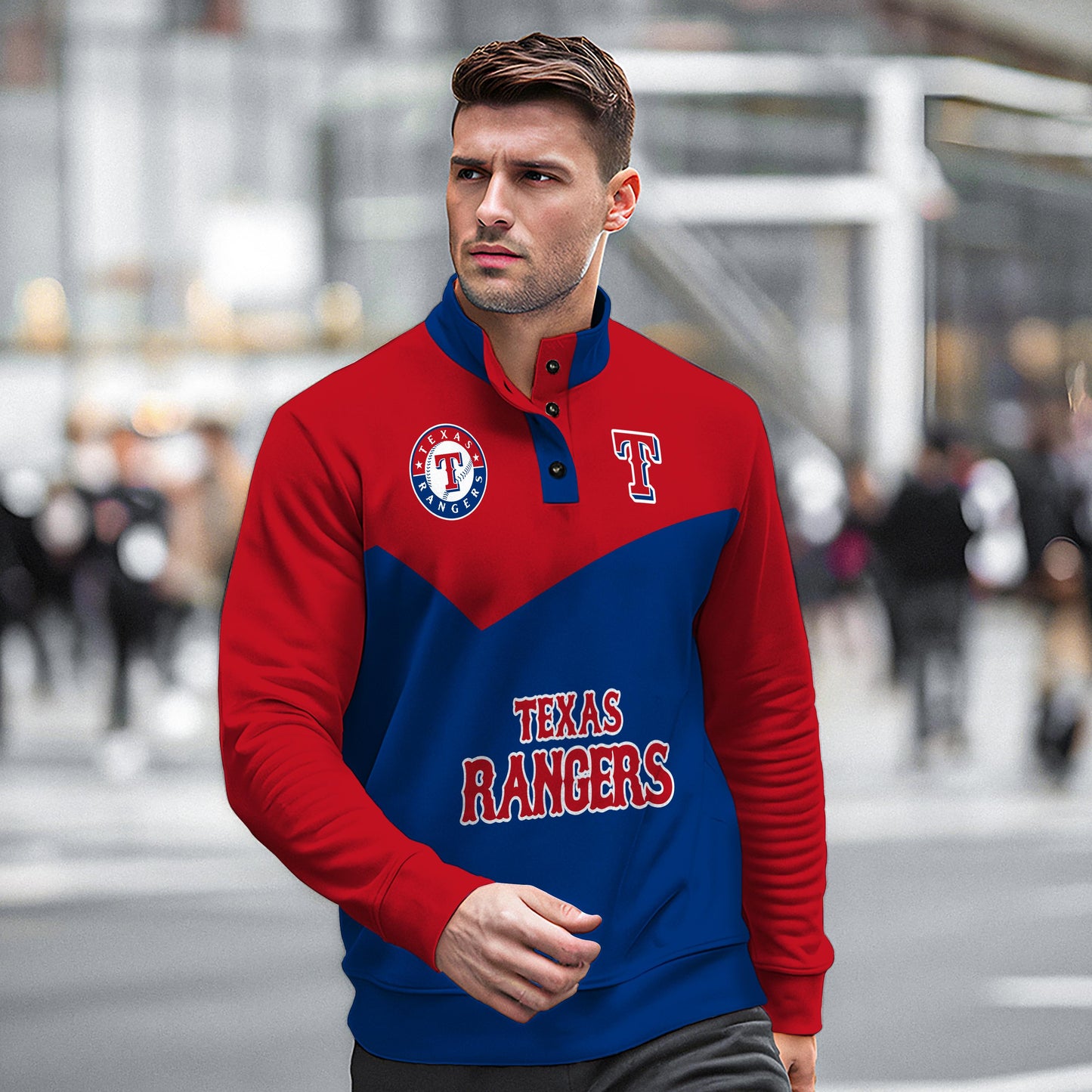 Texas Rangers New Collection Casual Stand Collar Sweatshirt MLB AZMNSCSW000408
