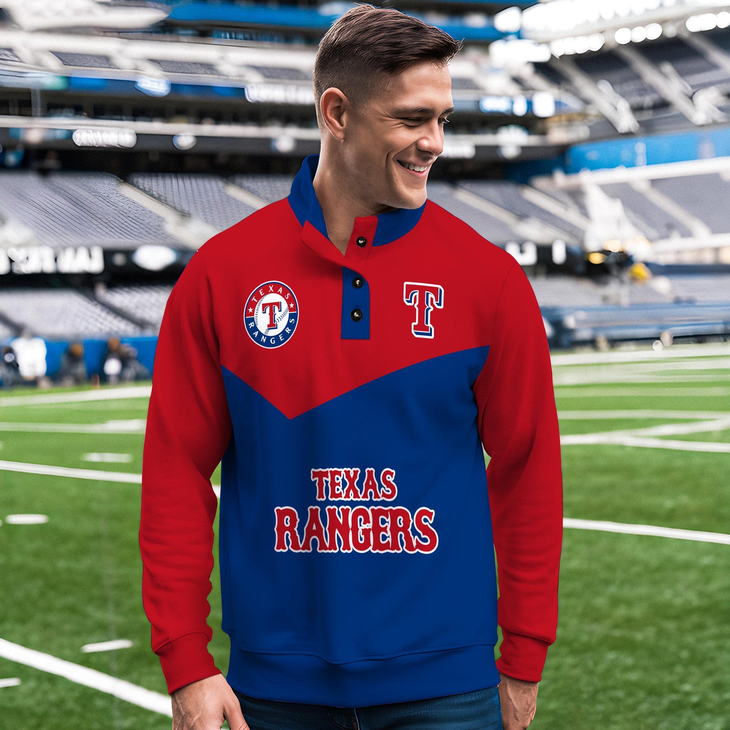 Texas Rangers New Collection Casual Stand Collar Sweatshirt MLB AZMNSCSW000408