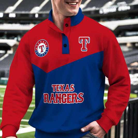Texas Rangers New Collection Casual Stand Collar Sweatshirt MLB AZMNSCSW000408