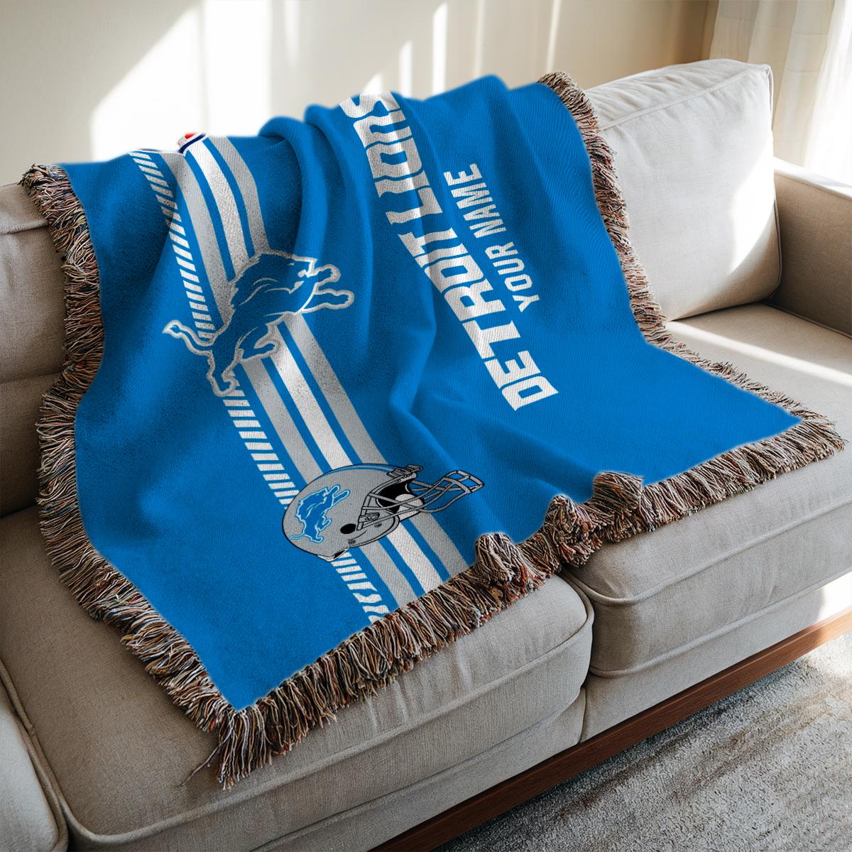 Detroit Lions Premium New Woven Throw Blanket AZMNWVB000070