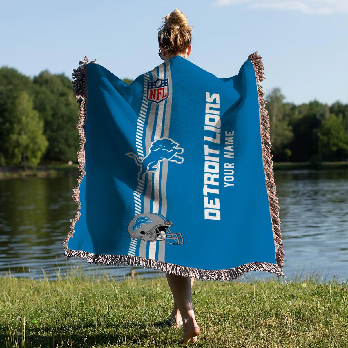 Detroit Lions Premium New Woven Throw Blanket AZMNWVB000070