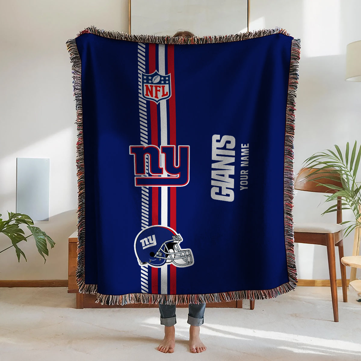 New York Giants Premium New Woven Throw Blanket AZMNWVB000075