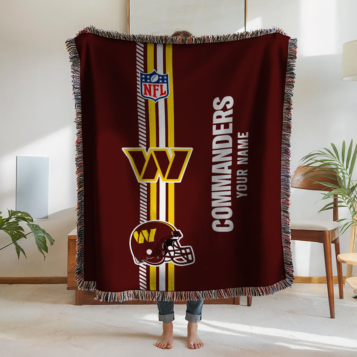 Washington Commanders Premium New Woven Throw Blanket AZMNWVB000080