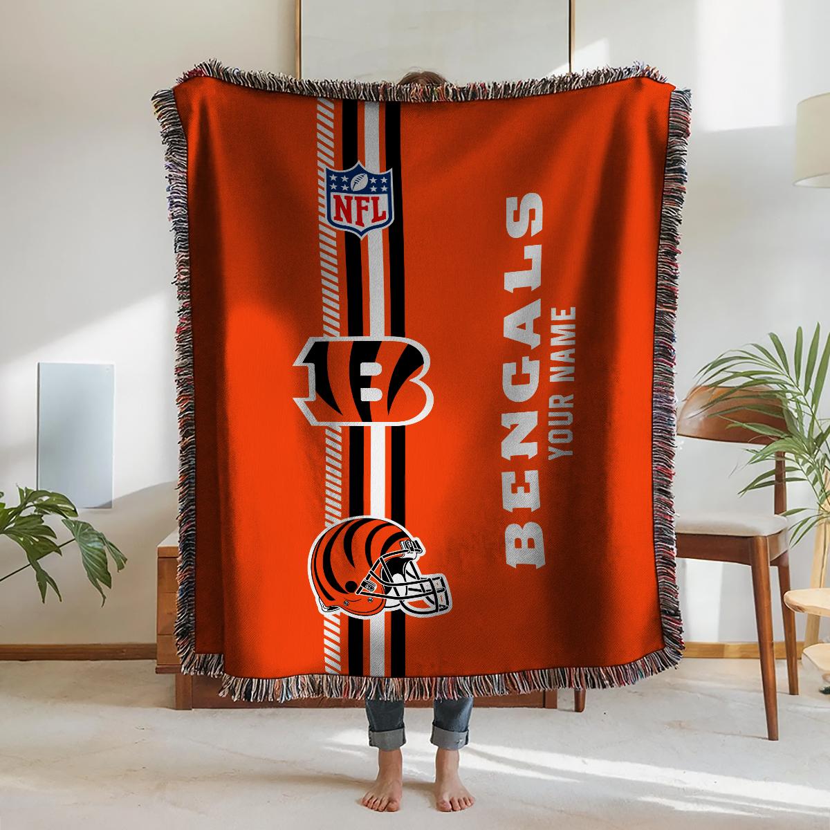 Cincinnati Bengals Premium New Woven Throw Blanket AZMNWVB000083