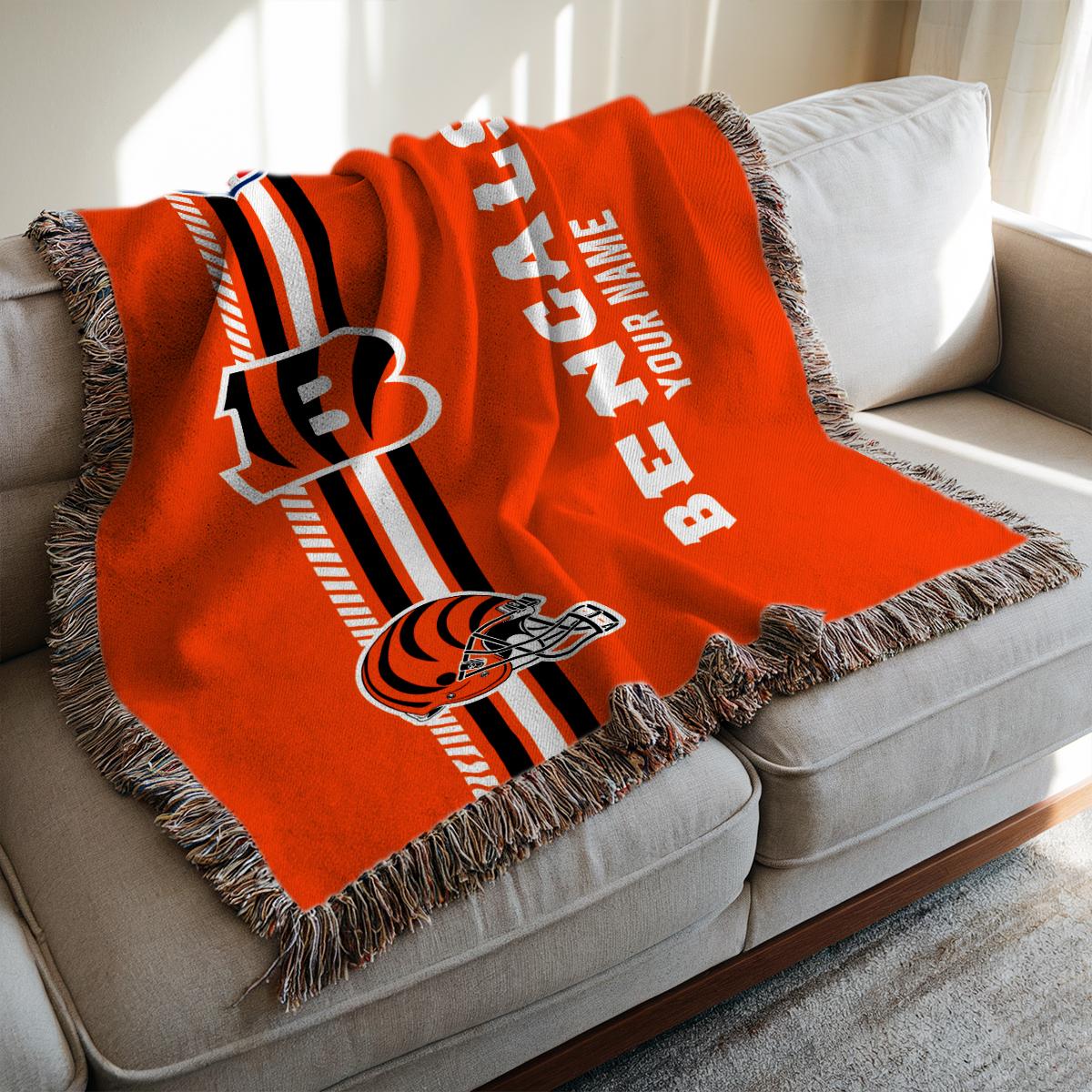Cincinnati Bengals Premium New Woven Throw Blanket AZMNWVB000083