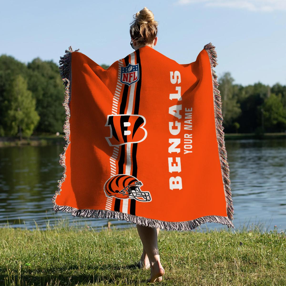 Cincinnati Bengals Premium New Woven Throw Blanket AZMNWVB000083