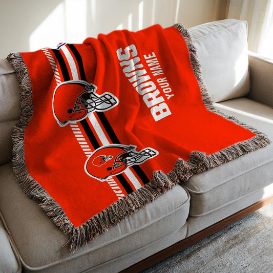 Cleveland Browns Premium New Woven Throw Blanket AZMNWVB000084