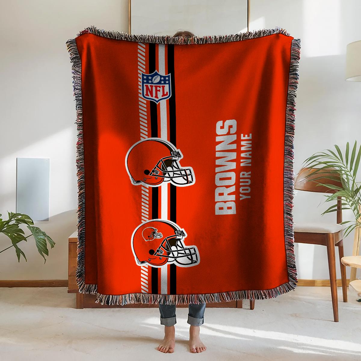 Cleveland Browns Premium New Woven Throw Blanket AZMNWVB000084