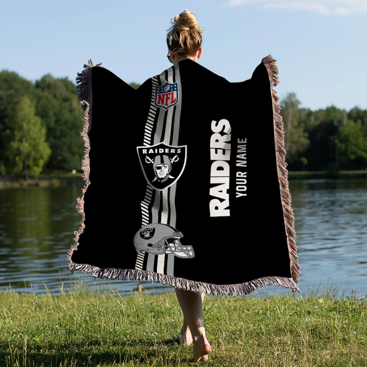 Las Vegas Raiders Premium New Woven Throw Blanket AZMNWVB000090