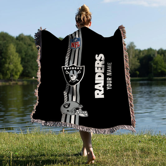 Las Vegas Raiders Premium New Woven Throw Blanket AZMNWVB000090