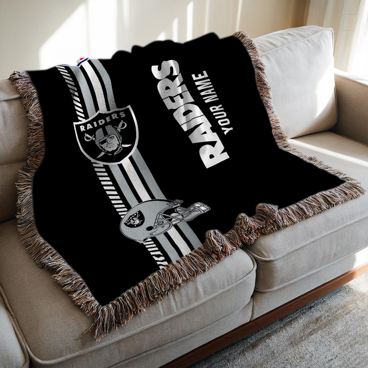 Las Vegas Raiders Premium New Woven Throw Blanket AZMNWVB000090
