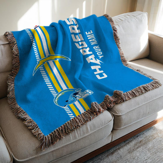 Los Angeles Chargers Premium New Woven Throw Blanket AZMNWVB000091