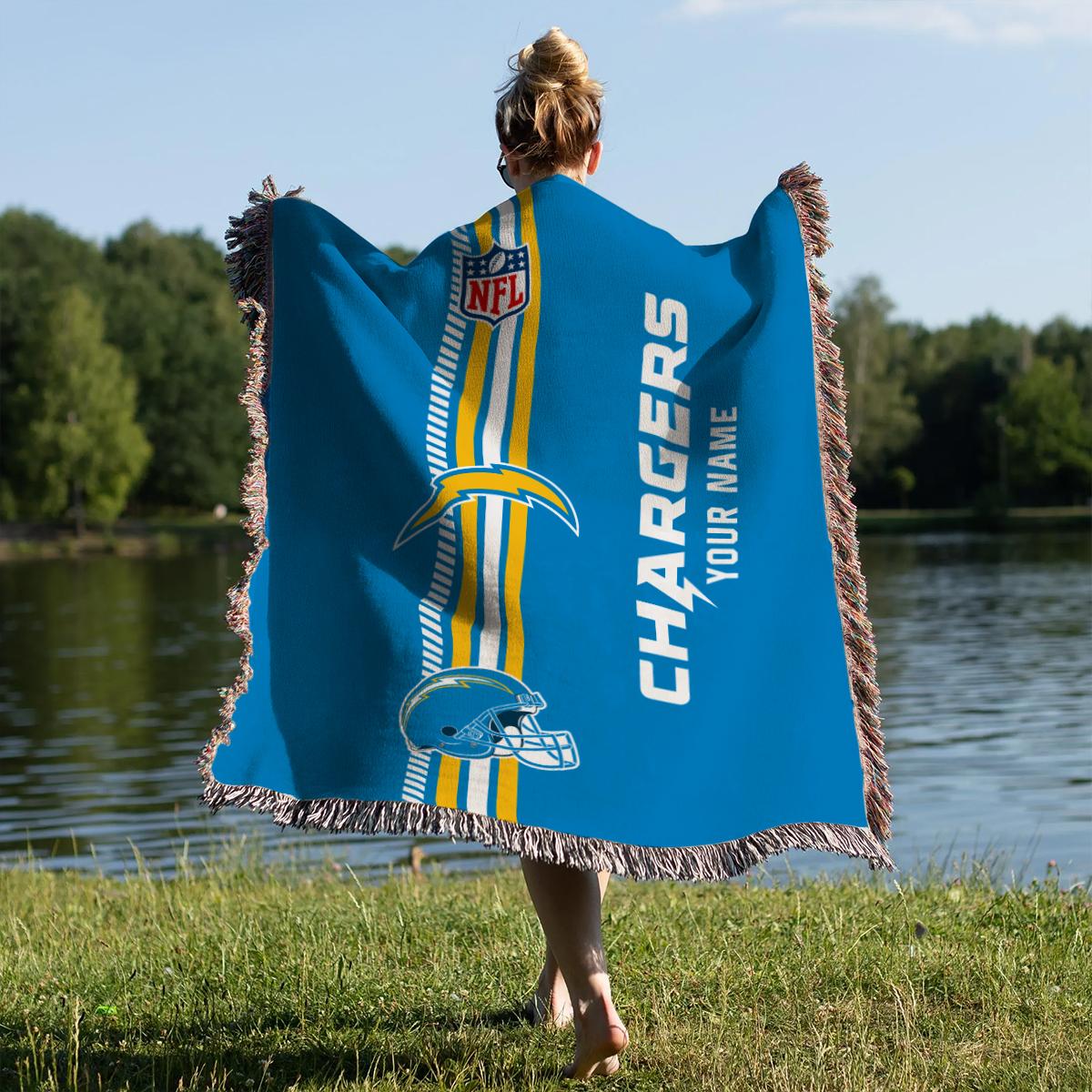 Los Angeles Chargers Premium New Woven Throw Blanket AZMNWVB000091