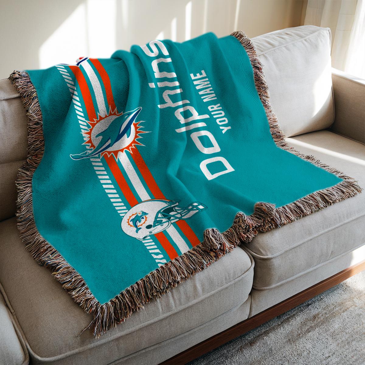Miami Dolphins Premium New Woven Throw Blanket AZMNWVB000092