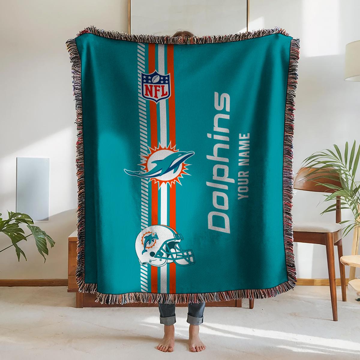 Miami Dolphins Premium New Woven Throw Blanket AZMNWVB000092