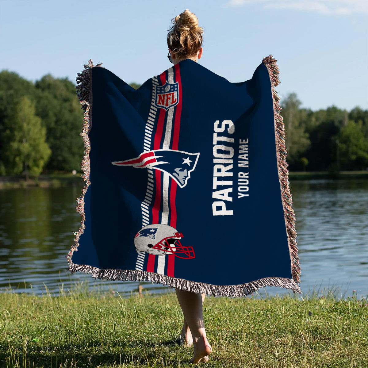New England Patriots Premium New Woven Throw Blanket AZMNWVB000093