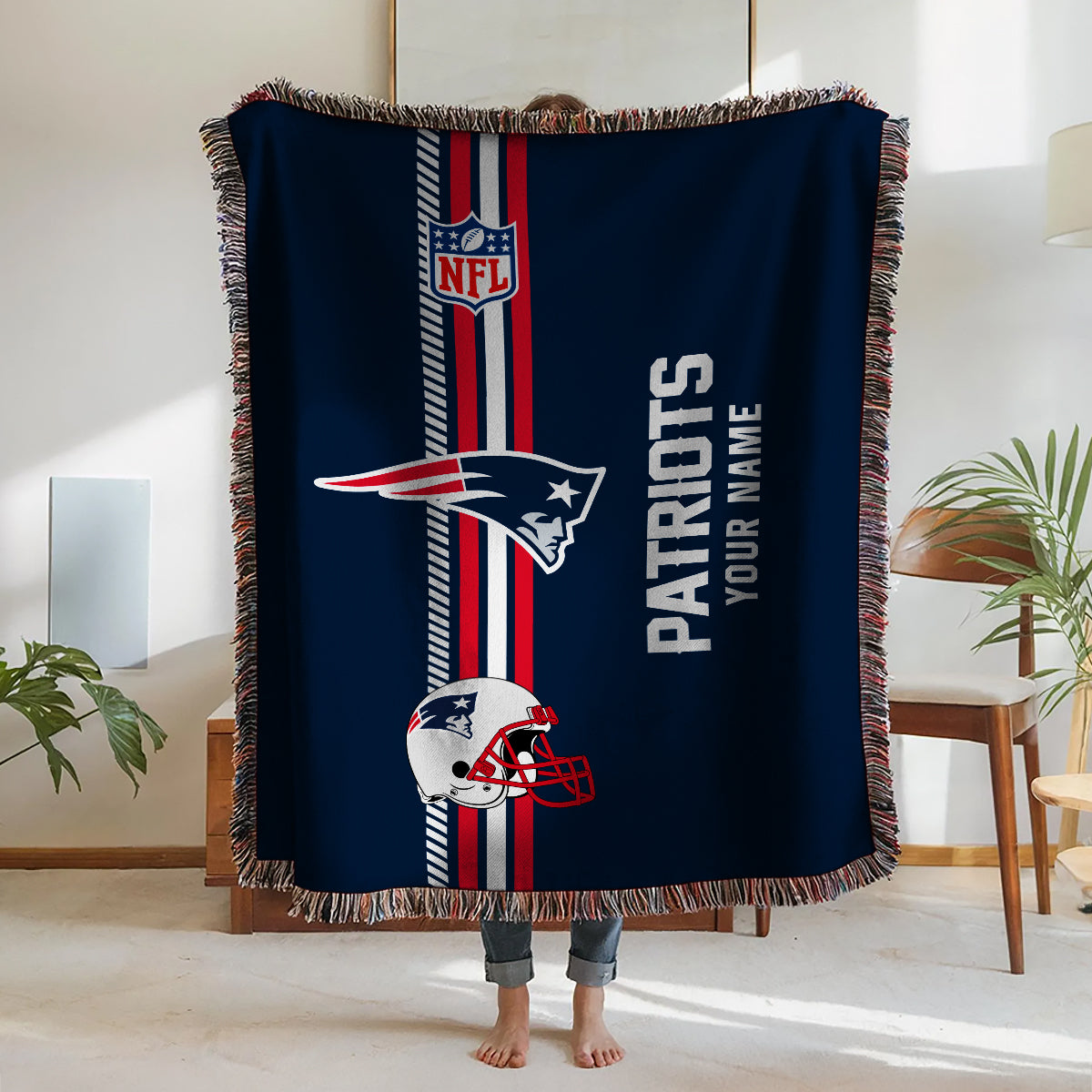 New England Patriots Premium New Woven Throw Blanket AZMNWVB000093