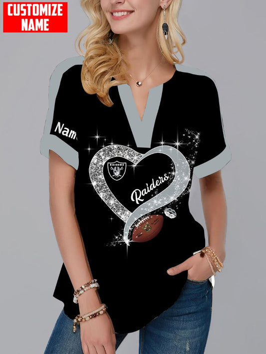 Las Vegas Raiders Personalized Fashion Short Sleeve V-Neck Shirt AZSSV047