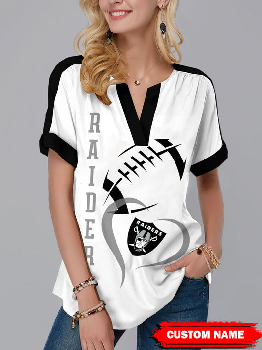 Las Vegas Raiders Personalized Fashion Short Sleeve V-Neck Shirt AZSSV076