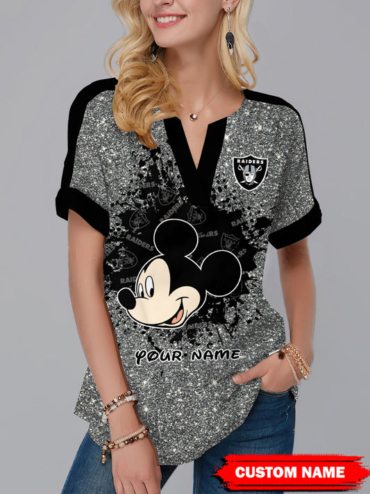 Las Vegas Raiders Personalized Fashion Short Sleeve V-Neck Shirt AZSSV100