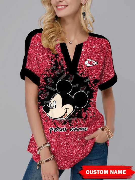 Kansas City Chiefs Personalized Fashion Short Sleeve V-Neck Shirt AZSSV103