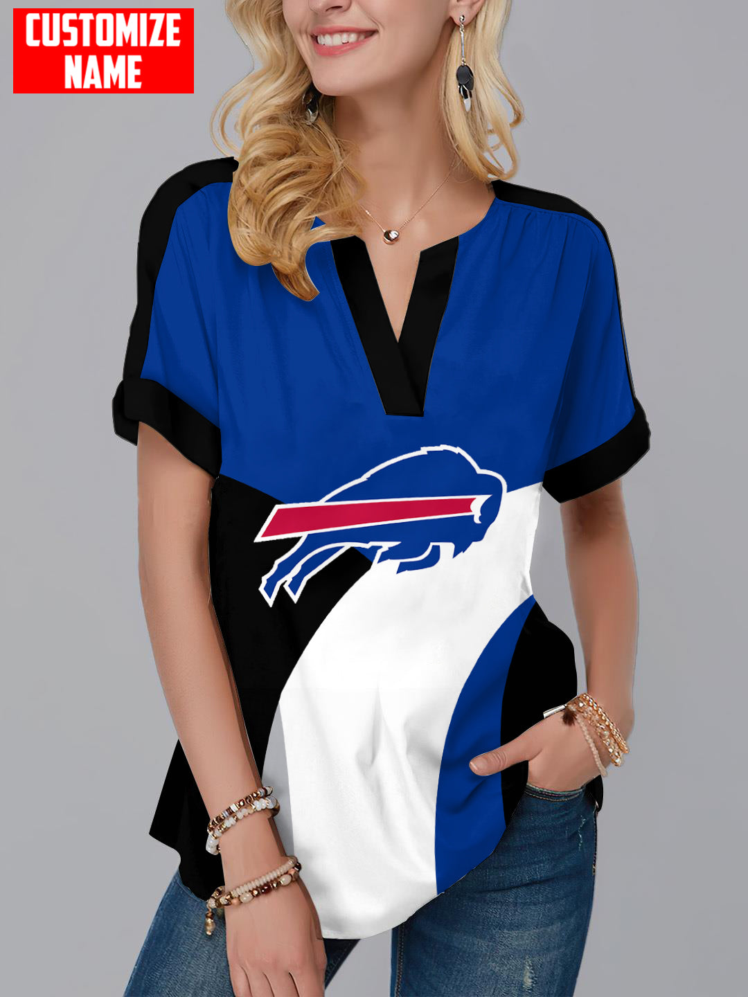 Buffalo Bills Personalized Fashion Short Sleeve V-Neck Shirt AZSSV117