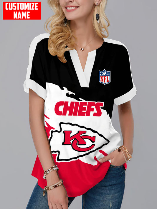 Kansas City Chiefs Personalized Fashion Short Sleeve V-Neck Shirt AZSSV160