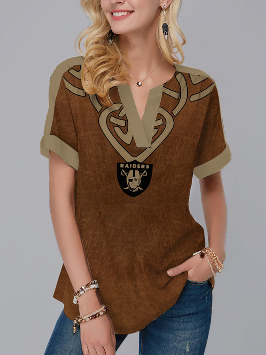 Las Vegas Raiders Fashion Short Sleeve V-Neck Shirt AZSSV164