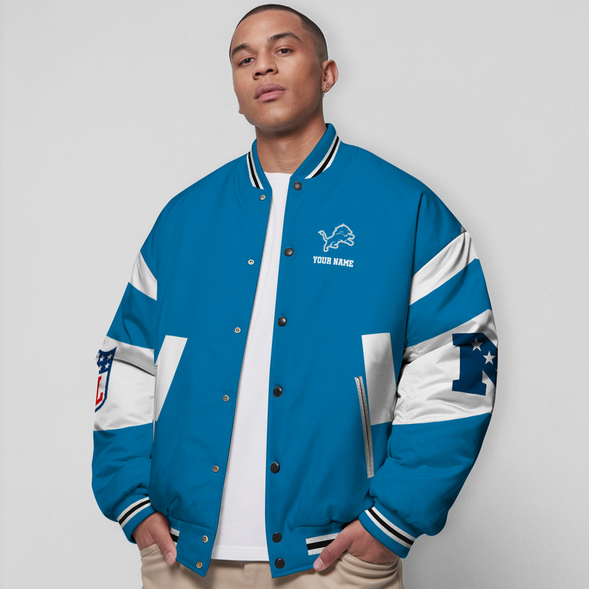 Detroit Lions National Football Conference Unisex Varsity Jacket Limited Edition AZTAVJK000006