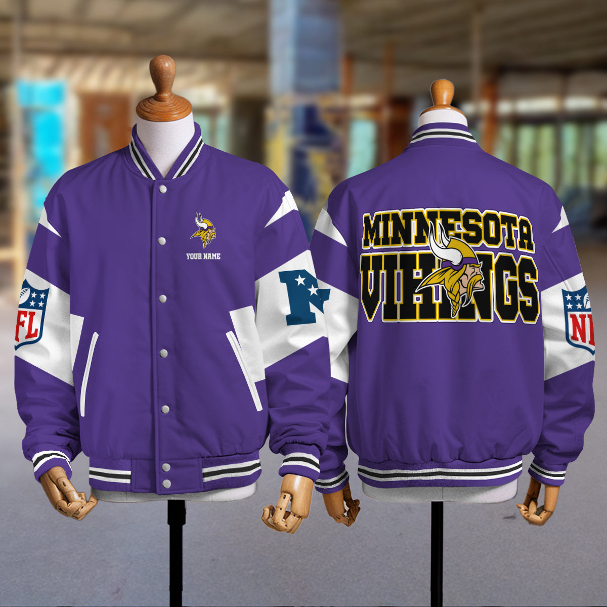 Minnesota Vikings Patriots National Football Conference Unisex Varsity Jacket Limited Edition AZTAVJK000009