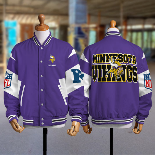 Minnesota Vikings Patriots National Football Conference Unisex Varsity Jacket Limited Edition AZTAVJK000009
