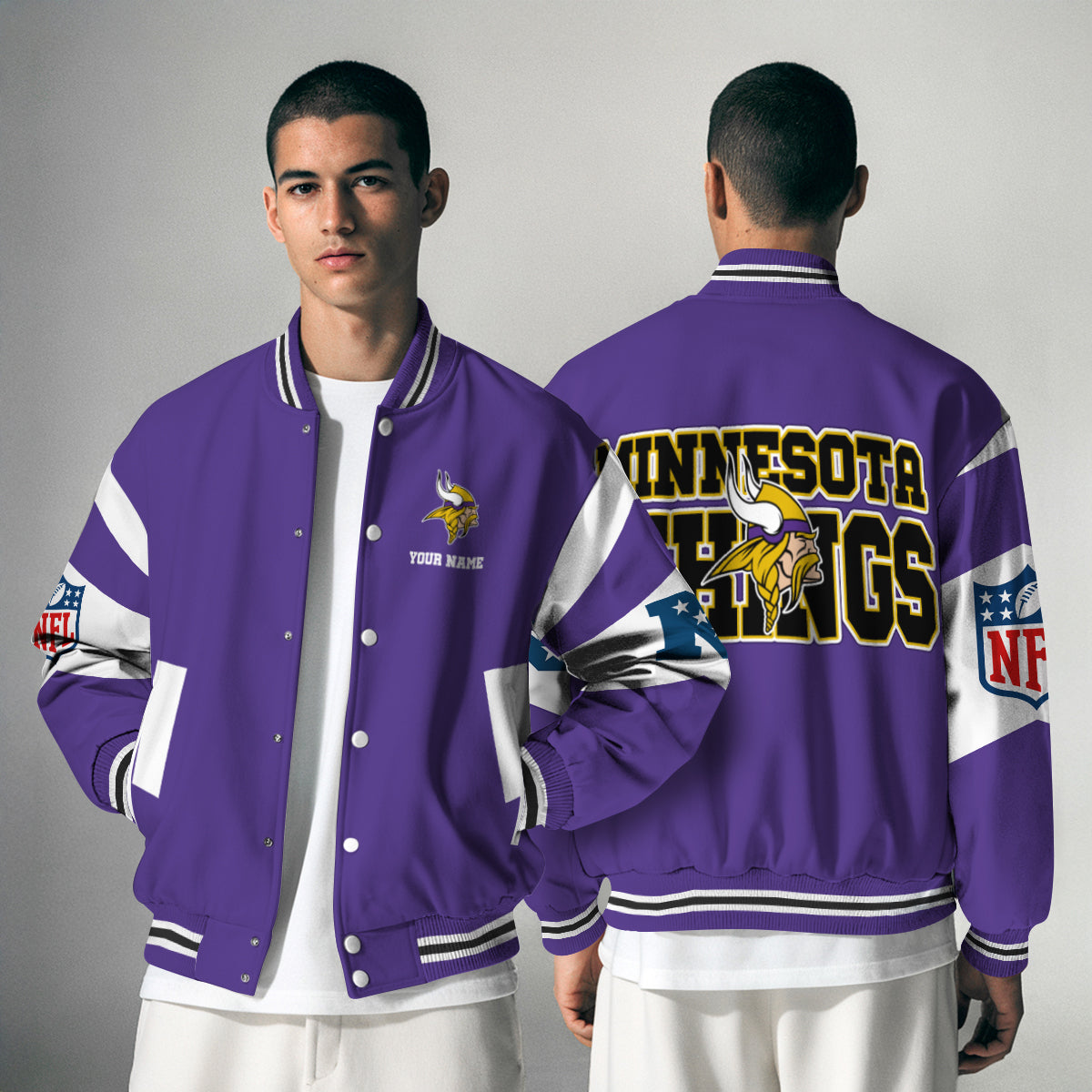 Minnesota Vikings Patriots National Football Conference Unisex Varsity Jacket Limited Edition AZTAVJK000009