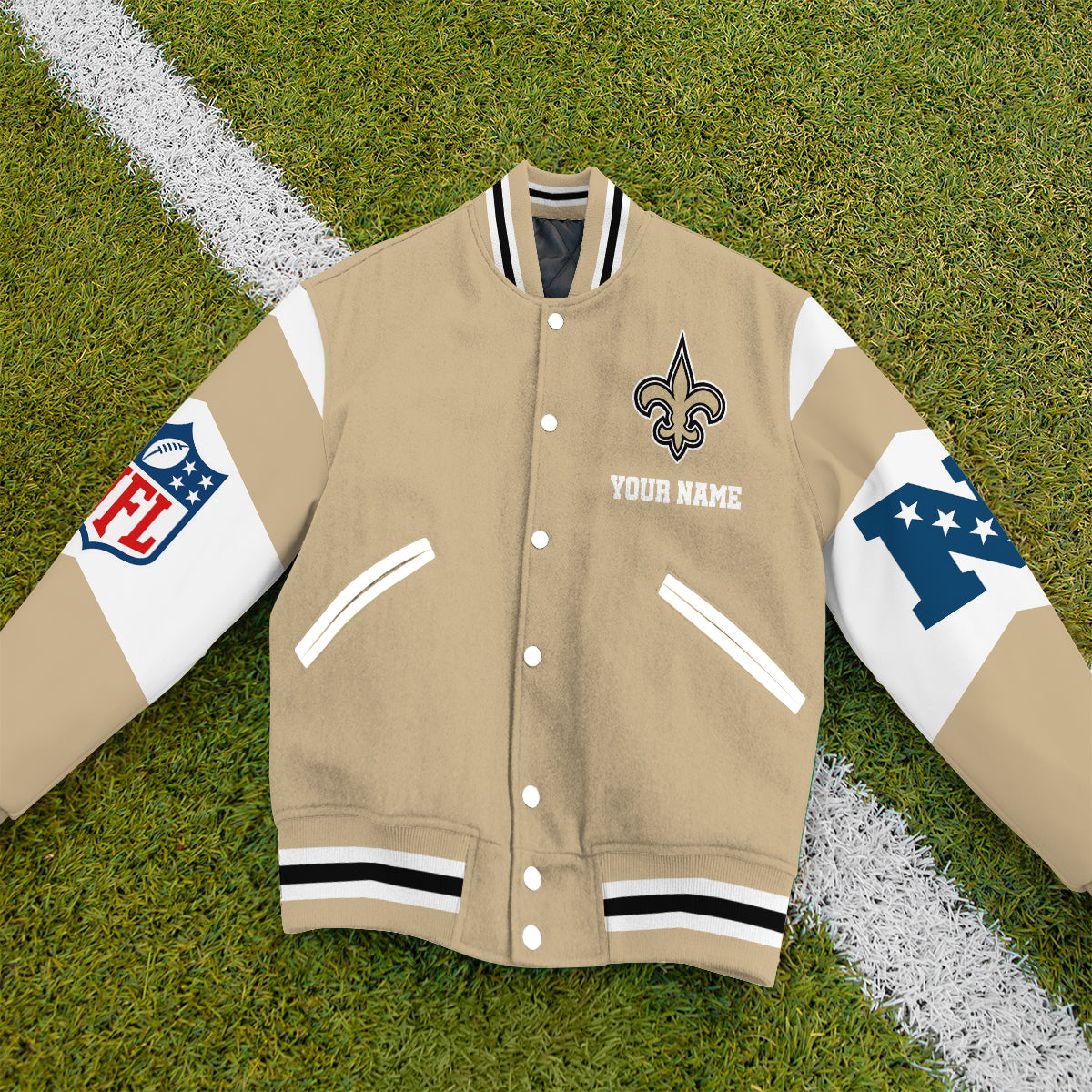 New Orleans Saints Patriots National Football Conference Unisex Varsity Jacket Limited Edition AZTAVJK000010