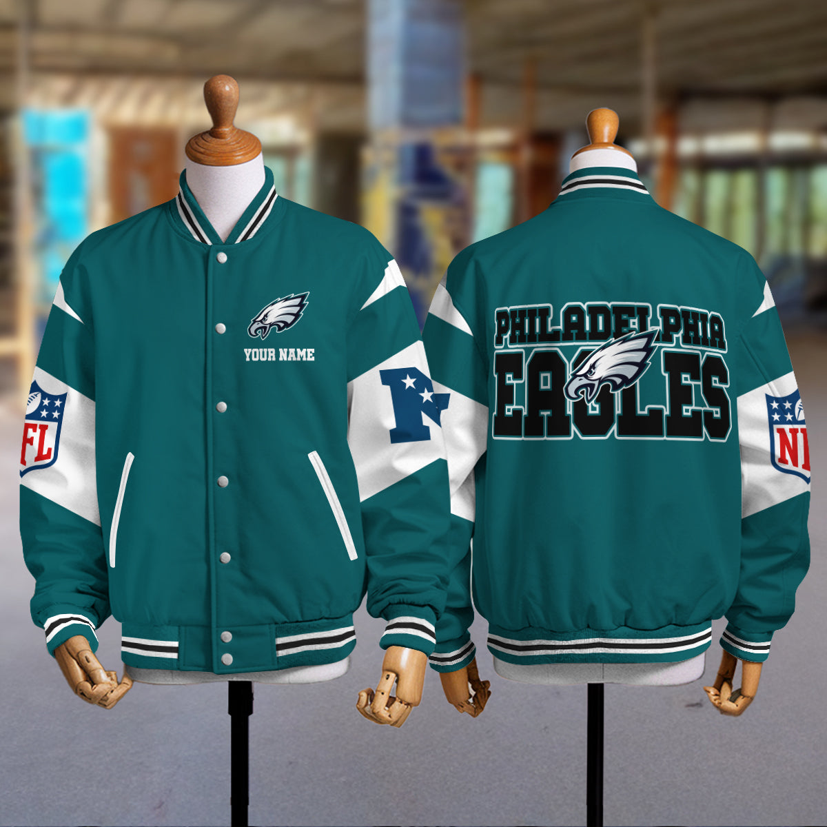 Philadelphia Eagles Patriots National Football Conference Unisex Varsity Jacket  Limited Edition AZTAVJK000012