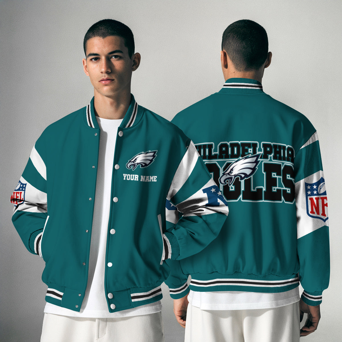 Philadelphia Eagles Patriots National Football Conference Unisex Varsity Jacket  Limited Edition AZTAVJK000012