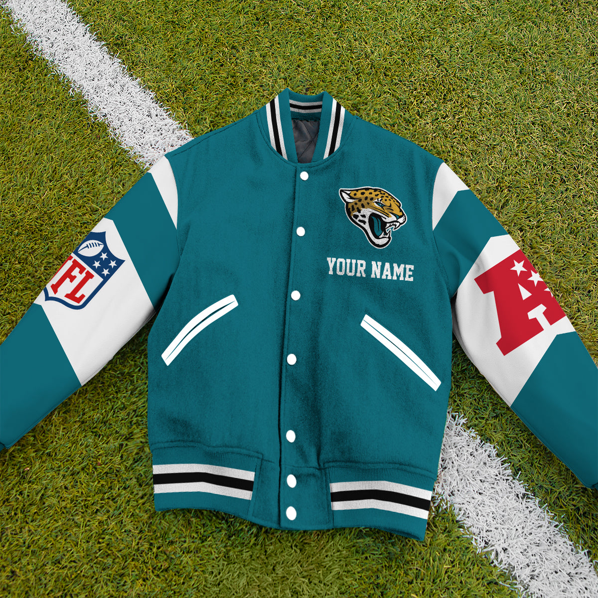 Jacksonville Jaguars National Football Conference Unisex Varsity Jacket Limited Edition AZTAVJK000024