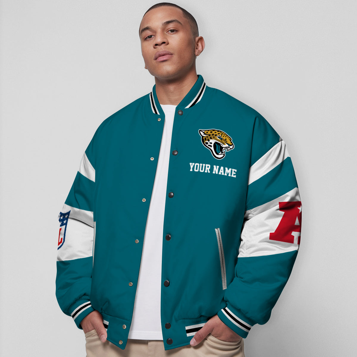 Jacksonville Jaguars National Football Conference Unisex Varsity Jacket Limited Edition AZTAVJK000024