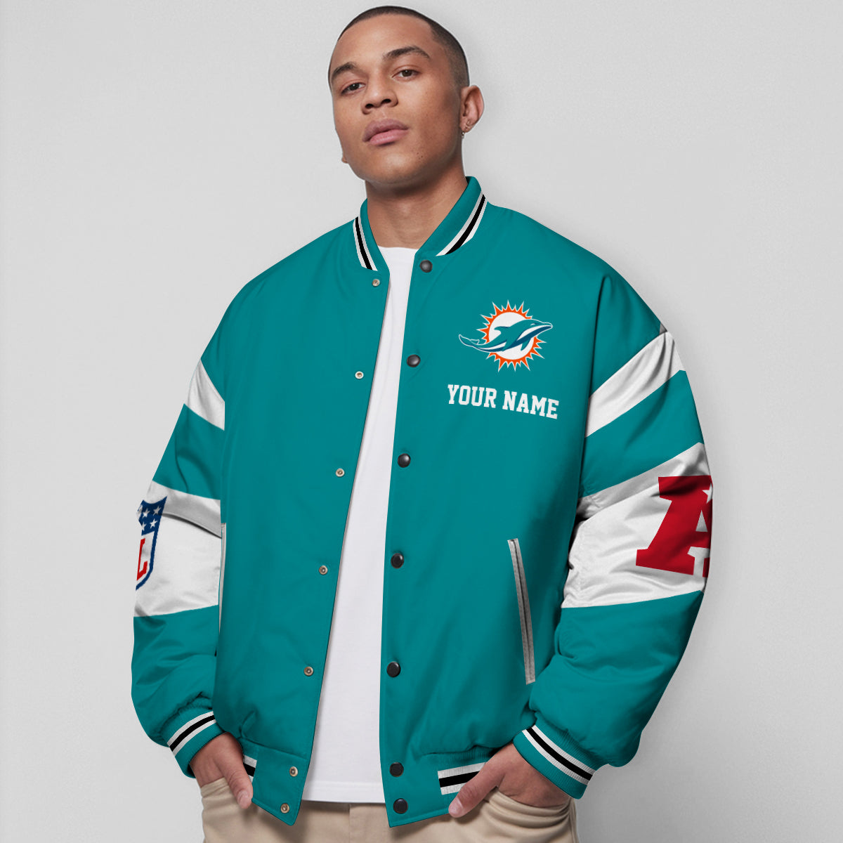 Miami Dolphins National Football Conference Unisex Varsity Jacket Limited Edition AZTAVJK000028
